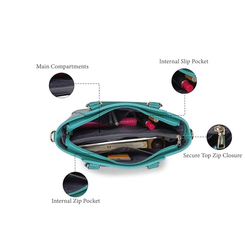 Image of Caprese Solena Medium Satchel Bag for Women with Adjustable & Detachable Strap|Versatile Shoulder, Crossbody & Handheld Bag for Work, Travel,Everyday Use,with Multiple Compartments (Blue)
