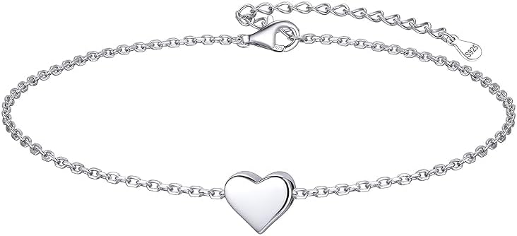 ChicSilver Personalized Tiny Heart/Star/Moon/Dot/Lotus Bracelet, Sterling Silver Dainty Link Chain Bracelet for Women, Silver/Gold Plated/Rose Gold Plated (with Gift Box)
