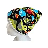 Mütze Mütze Drachen auf schwarz 46-50 gefüttert