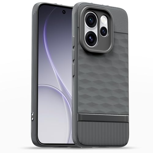Image of Pikkme Back Cover for Oppo Reno 15 Pro Mini 5G Camera Protection 3D Hexa Cube Design Silicone Protective Bumper Case (Grey)