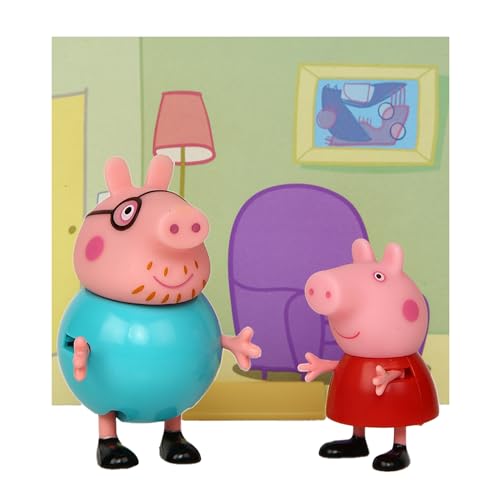 Image of Peppa Pig and Daddy Pig Twin Figure Fun Pack Animal Figure Set with Two Poseable Figures and a Scene Card, Preschool Toy for Girls and Boys Ages 3 Birthday Gift Toys for Kids