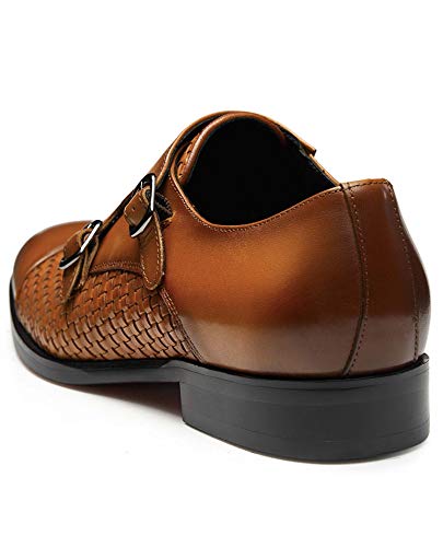 Frasoicus Men ’S Dress Shoes Genuine Leather Single Monk Strap Slip-On Shoes For Formal Occasions 11.5 Brown #TOP3