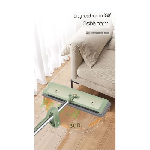 Image of PADAR Flat Mop for Floor Cleaning with Self Squeeze Slider, Hands-Free 360 Rotating Wet & Dry Microfiber Mop for Home & Kitchen, Stainless Steel Handle with 2 Reusable Washable Refill Pads