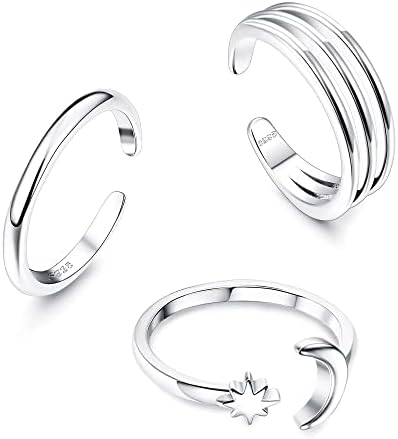 Bagues D'Orteil Argent 925 MILACOLATO Zirconium - Lot De 2 Bagues Ajustables Été