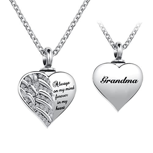 Collier urne ailes d'ange en acier inoxydable pour cendres et souvenir de deuil
