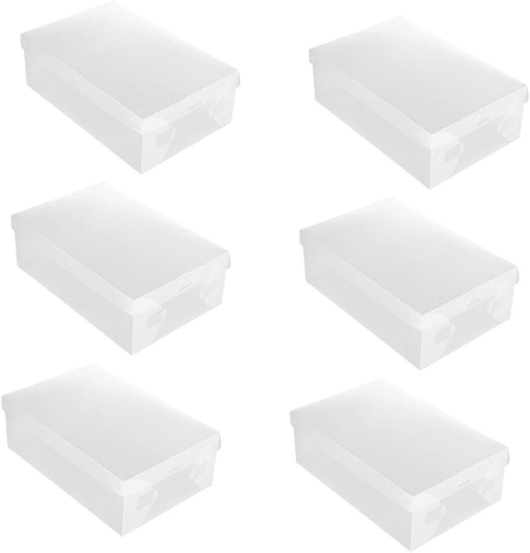 Ipetboom 6PCS Transparent Dust Shoe Storage Boxes Plastic Stackable Shoe Organizer Containers for Home and Shop