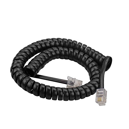 SINCODA 5 Pack 6Ft Uncoild /1.1 FT Modular Coiled Telephone Handset Cord for Telephone/Handset Black Curly Cord(Black) - Thumbnail 5