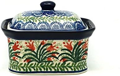 Polish Pottery Cake Box - Small - Crimson Bells