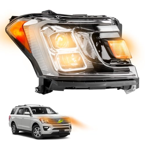 JL1Z-13008-K RH Halogen Headlight Fit for 2018-2021 Ford Expedition XLT Limitated Headlamp Assembly Right Passenger Side With Bulbs Replace OE FO2503370 (Right Passenger Side)