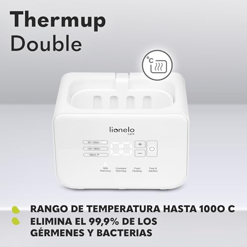 Miniatura 6 de Lionelo Thermup Double Calientabiberones Eléctrico Doble, Esterilizador, Calienta Comida Y Biberones Para Bebes, Descongelación De Leche, Rápido 3-5 Minutos De Calentamiento, 6 Programas