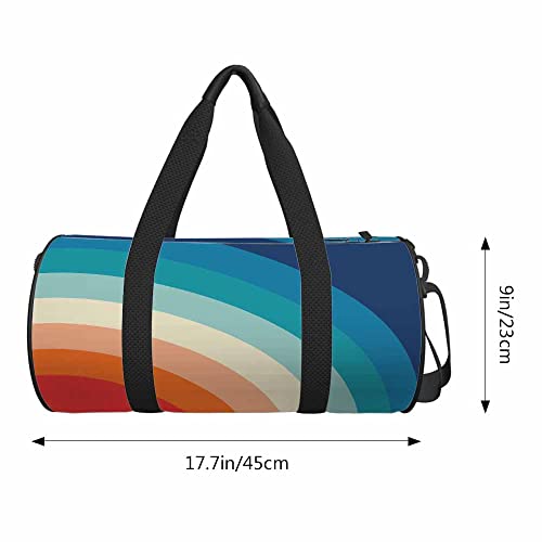 Aoyego Retro 70S Color Palette Travel Duffel Bag Abstract Retro Lines Lightweight Sports Tote Gym Bag Shoulder Weekender Overnight Bag For Men Women #TOP1