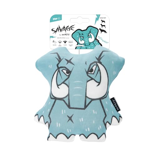 Petifam SAVAGEドッグトイ 犬用おもちゃ 丈夫な犬用ぬいぐるみ スクィーカー付き 噛み応え 極厚生地 ストレス解消おもちゃ 破れにくい 壊れにくい ?むおもちゃ 中大型犬用 (ゾウ)