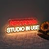 Recording Studio in Use Neon Sign Dimmable Live Music LED Neon Sign USB Powered Wall Hanging Light for Recording Room Music Studio Bedroom Game Room Decor