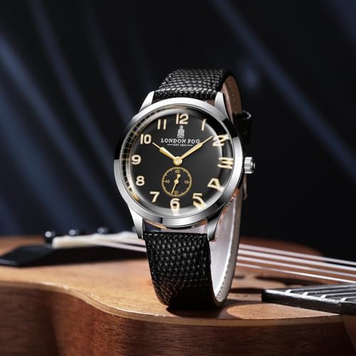 Image of London Fog Brixton Collection Analog Quartz Vintage Watch for Men with Round Dial, Luminous Numerals, Curved Mineral Glass & Leather Strap - LFM10011