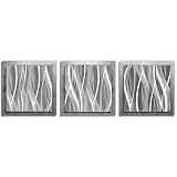 Metal Art Studio L0153 Essence Multi-panel layered metal wall sculpture, Medium, Silver