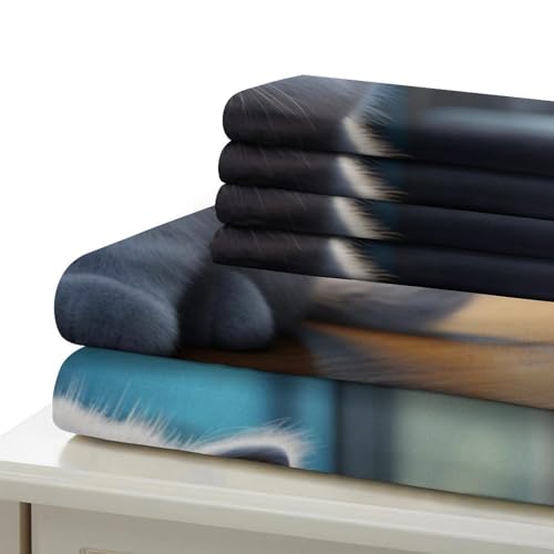 Housse de couette chaton mignon 140x200 parure lit microfibre