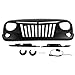 Produktbild HUAQIEMI ABS Auto Front Kühler Kühlergrille Stoßstange Decorative, Für Jeep Wrangler (JK) 2007-2018 Vorne Bumper Radiator Grilles, Car Modified Body Stylling Zubehö