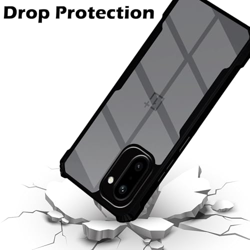 Image of Amazon Brand - Solimo Clear Back Cover Case for OnePlus 15R 5G | 360 Degree Protection | Transparent Back Cover Case for OnePlus 15R 5G (PC & TPU, Black Bumper)