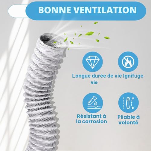 ComPDCVD Tuyau d'évacuation 125 mm x 3 m Tuyau D'évacuation D'air Blanc – vue 4
