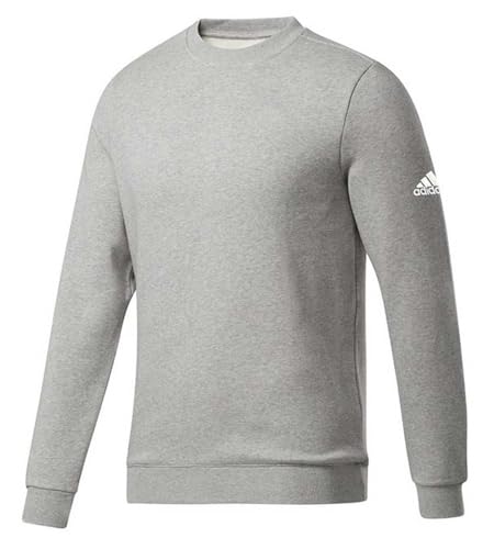 adidas Mens Fleece Crew Sweatshirt L Medium Grey Heather-White