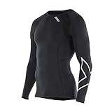 2XU Men's Long Sleeve Compression Top, Black/Silver X, Large