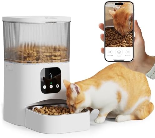 Automatic Cat Feeder with Camera – HD Video with Night Vision, 2.4G WiFi Pet Feeder with 2-Way Audio, 3L Smart Food Dispenser for Cat/Dog/Rabbit, with APP Control and Timer