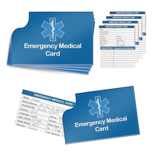4 Pack Emergency Medical Information Id Card Red Medical Condition and Emergency Contact Id Wallet Card Medical Alert Wallet Card Pocket Size Medication List and Medical Cards for Caretakers (Blue)