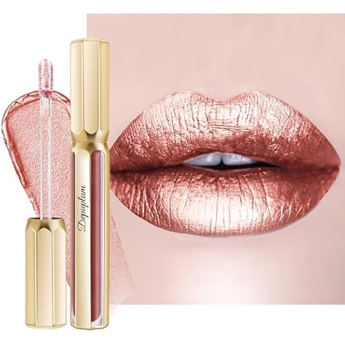 Depuplum Nude Lipsticks for Women Metallic Glitter Long Lasting Lipstick