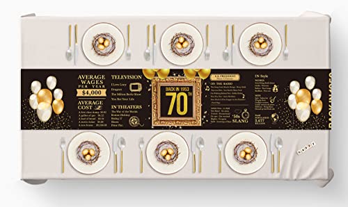70Th Birthday Table Runner Back In 1953 Table Runners 70 Years Old Kitchen Dining Table Runner 72 Inches Long Black And Gold Birthday Anniversary Wedding Party Table Decoration #TOP8