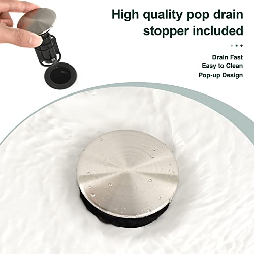 Heisok Bathroom Sink Faucet,Modern Commercial 2 Handle Bathroom Faucets For Sink 3 Hole, High-Arc 4 Inch Centerset Lavatory Faucets Bathroom Sink With Pop-Up Drain & Water Hoses,Brushed Nickel #TOP5