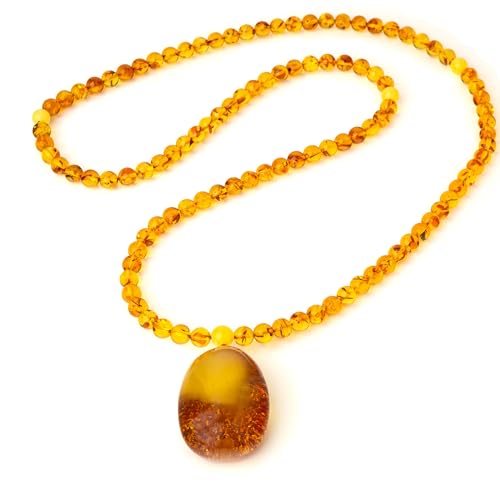 Mala 108 en ambre de la Baltique collier long apaisant et chapelet de méditation