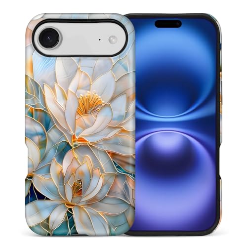 TAMEFOX Case for iPhone 17 Air,Anti Drop Scratch Frosted Protective Cover Case for Women Girl-Glass Golden Flower