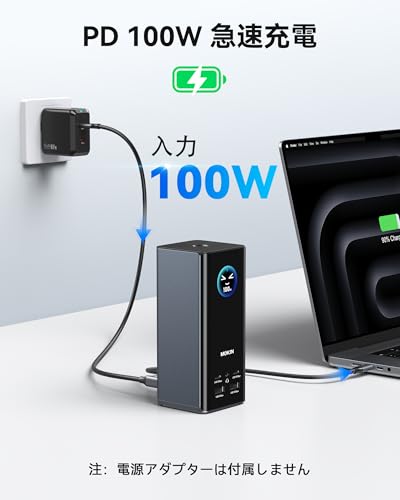 MOKiN USB-Cドッキングステーション 3画面出力17-in-1トリプルディスプレイHDMI×3 DisplayPort×2 有線LAN 10Gbps USB A/C 100W PD充電スマートディスプレイSD/microSD対応、Mac/Dell/HP対応（ドライバー必要）