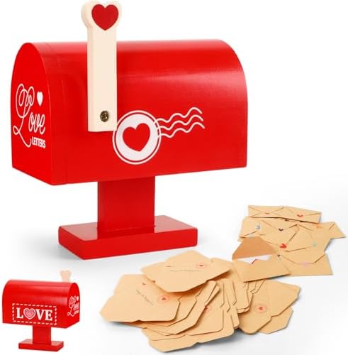 Wooden Love Mailbox with Mini Envelopes, Romantic Valentines Gift...