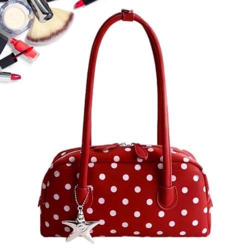 Sac bowler dot rétro avec fermeture éclair pour voyage et vacances