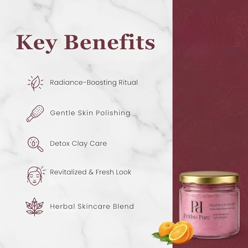 Image of Multani Mitti with Beetroot,Rose & Orange 300g | Face Pack for Skin Brightening Tan Removal Oil Control | Natural Face Mask
