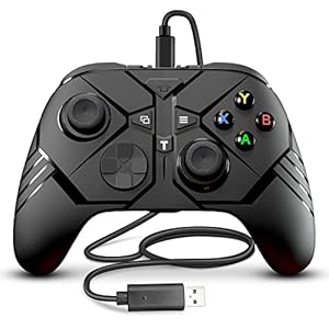Wired Game Controller Compatible with Above Windows 10, Wired Controller for PC Platform, PC Gamepad Controller with 3.5mm Audio Jack, Programming Keys, Turbo