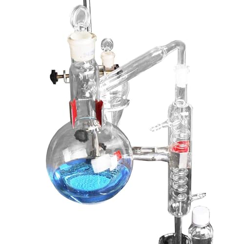Aparato de destilación de aceite esencial de laboratorio de 500 ml, destilador de agua, purificador, kit de cristalería con frasco de tubo de condensador