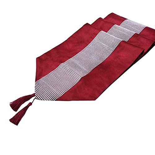 Ozxchixu(Tm 13Inch X 72Inch Table Runner With Diamante Strip And Tassels (Red) #TOP2