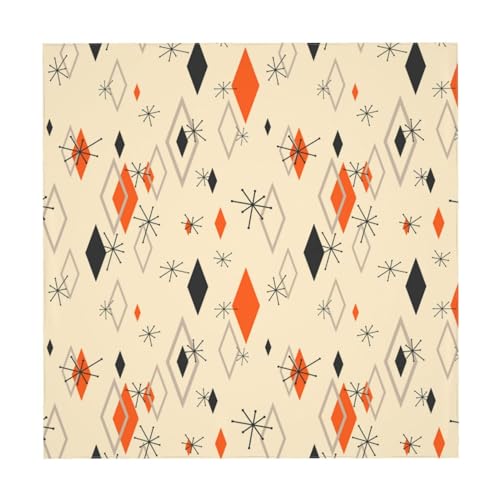 Mid Century Tablecloth, Modern Orange Black 1950s Boho Atomic Pattern Table Cloth for Holiday Home Picnic Party Wedding Buffet Parties Campin,55"x55" by AHDHMCM - Used condition - Image 6