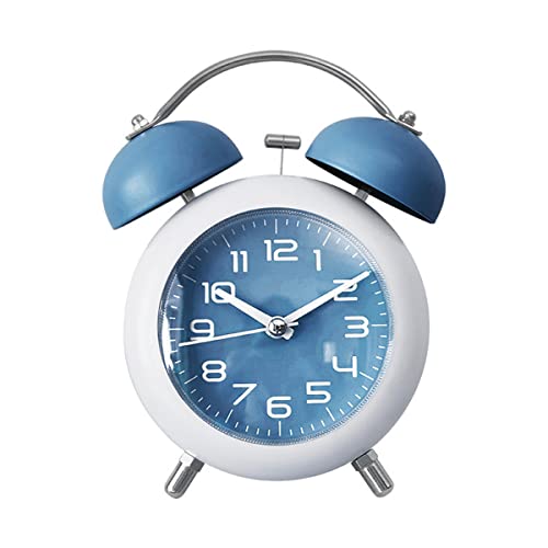 , Metal 4 Inch Desk Table Analog Clock Silent With Night Lig