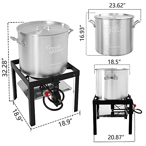 Creole Feast Sbk0601 60 Qt. Seafood Boiling Kit With Strainer, Outdoor Aluminum Propane Gas Boiler Steamer With 10 Psi Regulator, 100,000 Btu Jet Burner #TOP7
