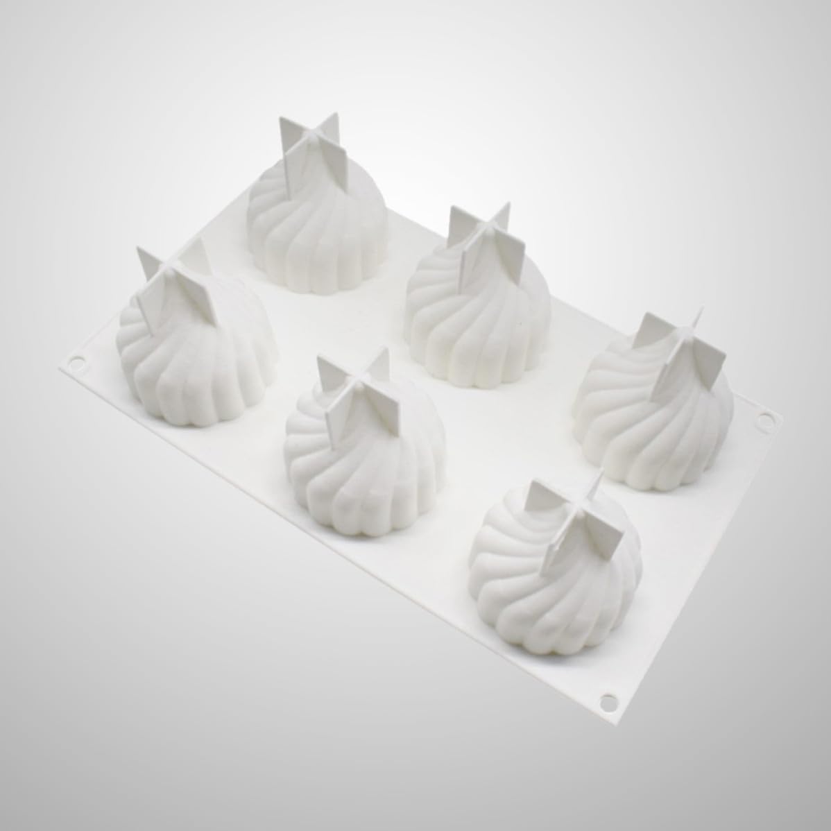 Silicone Mousse Cake Mold, 6 Cavity White Silicone Baking Mold