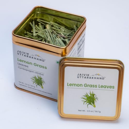 Image of Jaivik Uttarakhand Lemongrass Herbal Tea (113.4 g), Refreshing Aromatic Blend Natural, Unique Blend Crafted Loose Leaf for Chai Lovers across India, Pack of 2 Tin Can