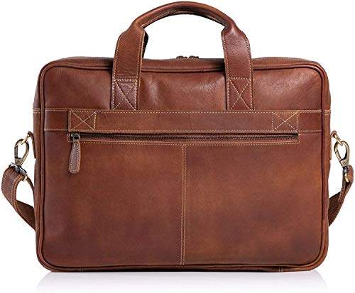 Leather Briefcase 18 Inch Laptop Messenger Bags For Men And Women Best Office School College Briefcase Satchel Bag (Tan) #TOP1