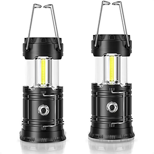 Portable LED Camping Lights, 2PCS Collapsible Camping Lanterns Battery Powered, Waterproof Foldable Hook Camping Lamps for Indoors Outdoors Hurricane Emergency Storm Outages