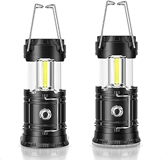 Portable LED Camping Lights, 2PCS Collapsible Camping Lanterns Battery Powered, Waterproof Foldable Hook Camping Lamps for Indoors Outdoors Hurricane Emergency Storm Outages