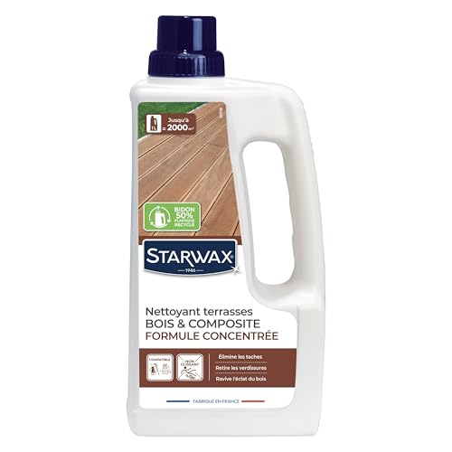 STARWAX - Nettoyant concentré pour terrasses en bois et composite 1 L - jusqu'à 2000m² - élimine les taches, retire les verdissures, ravive l'éclat du...