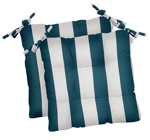 RSH DECOR Sunbrella Tufted Chair Cushions Set of 2 | 18.5" x 16" | All-Weather Square Cushions for Patio Furniture | American Made | Crafted with Sunbrella Performance Fabric (Cabana Regatta)