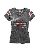 harley davidson parts finder online Gedruckte Balken- und Schildgrafik mit Strassverzierungen auf Vorder- und Rückseite.